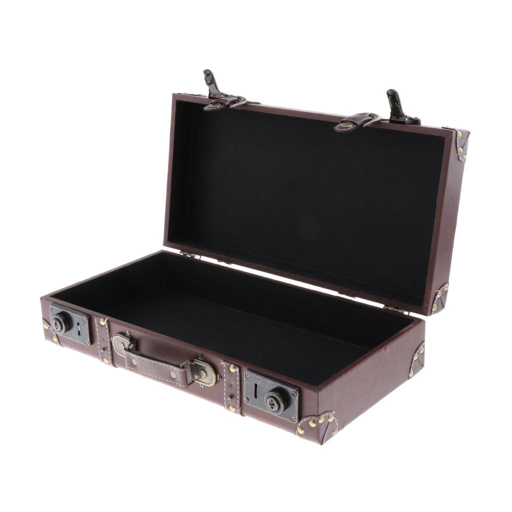 Leatner Suitcase British Decorative Travel Luggage Case Storage Box with Lock Wedding Decorations