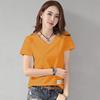 Women V-Neck Short Sleeve T-Shirt Loose Plus Size Casual Basic Bottoming Tee