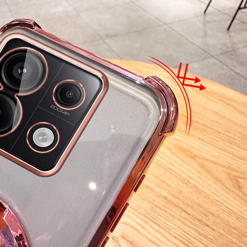 Clear Shockproof Transparent Plating Magsafe Magnetic Stand Holder Case For Xiaomi POCO X6 Pro 5G Cover