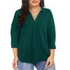 Spring and summer new style European and American chiffon loose V-neck three-quarter sleeve shirt plus size women's top
