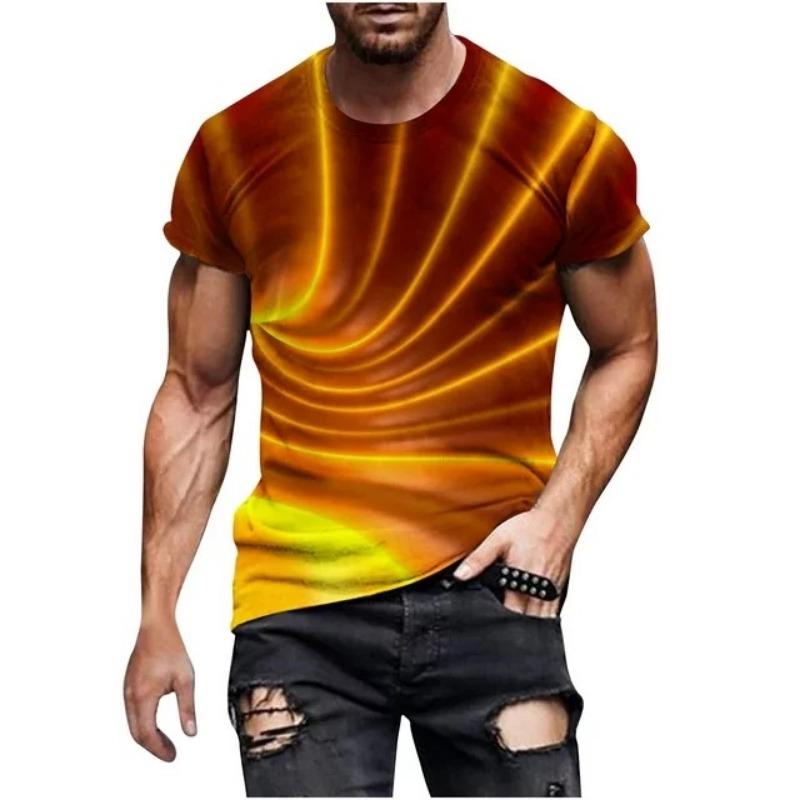 Summer Men's Gradient 3D Digital Printed Short Sleeved Personalized Trend Casual Sports Round Neck Short Sleeved T-Shirts Women’s