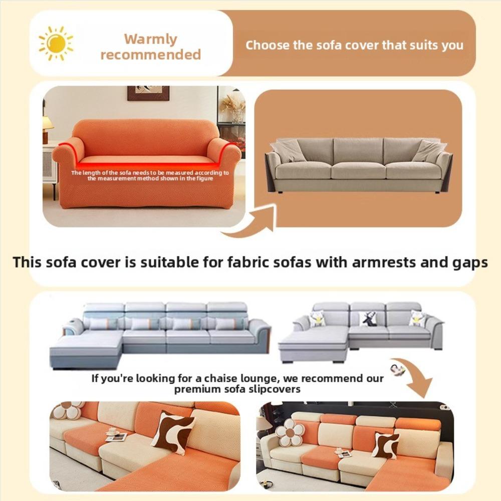 Full Cover Stretch Jacquard Sofa Cover Wavy Design Universal Pure Color Sofa Protector