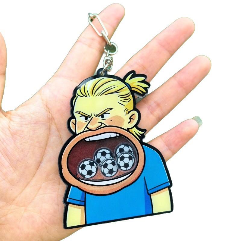 Llavero Haaland Bobblehead Divertido Colgante Estrella de Fútbol Mundial Muñeco de Dibujos Animados Regalo para Estudiante Accesorio