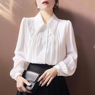 Camisas de Manga Larga para Mujer, Nuevas, con Cuello Polo Cosido, Botones, Moda, Color Sólido, Versátiles, Casuales