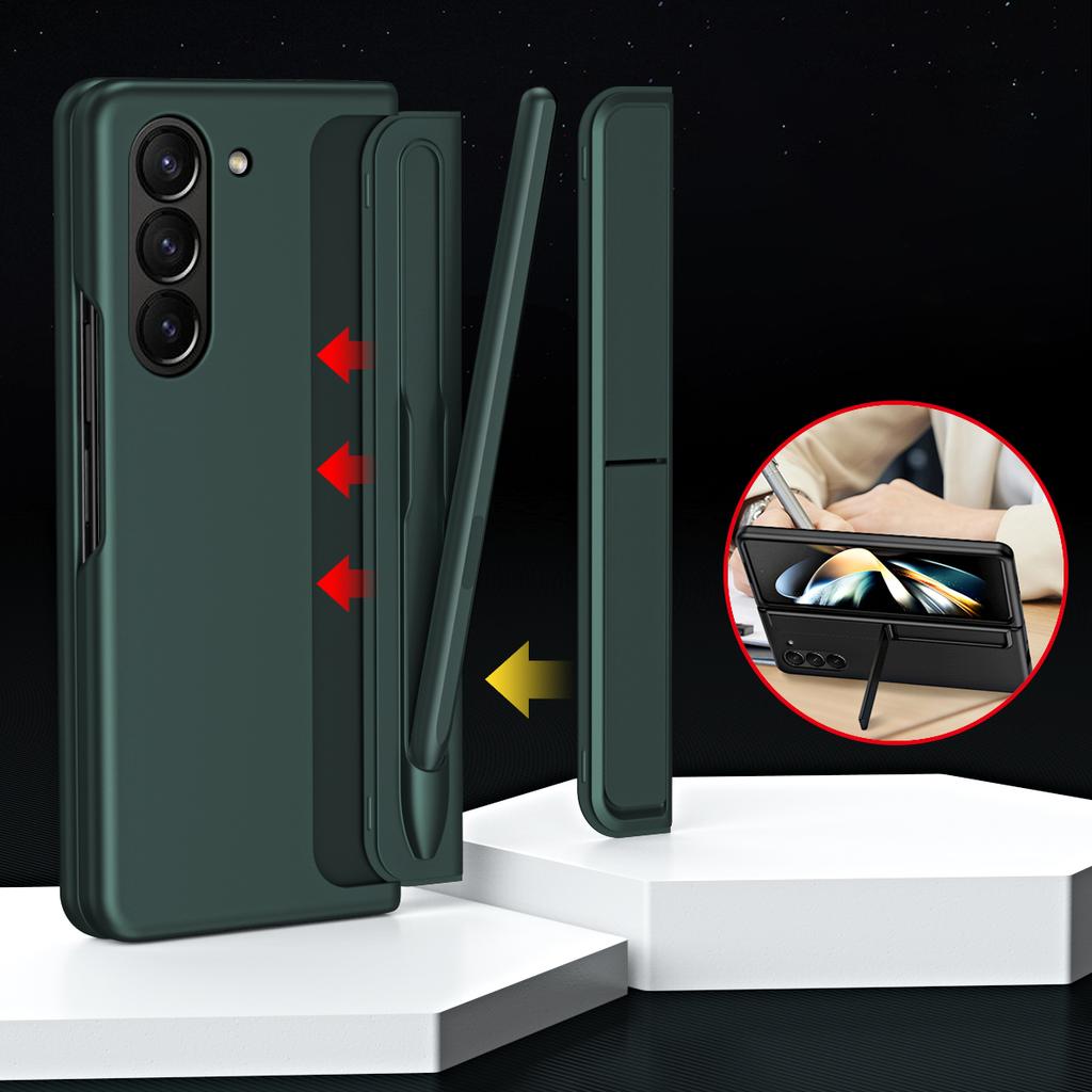 2 in 1 Removable Pen Slot Stand Holder Case For Samsung Galaxy Z Fold 7 6 5 4 3 Skin Friendly Matte Fold6 Shockproof Hard Cover