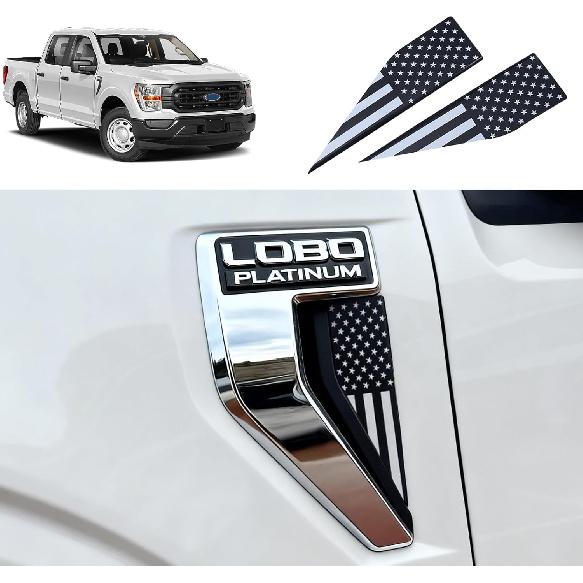 Black American Flag Decor Emblem Decal Compatible with -2025 Ford F150 Accessories Fit F150 Exterior Patch Decor Enhances Truck's Style (Not for