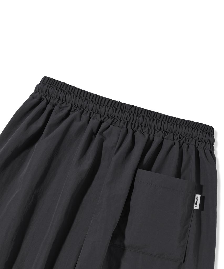 PIANER Nylon One-Pleat String Pants (Charcoal)
