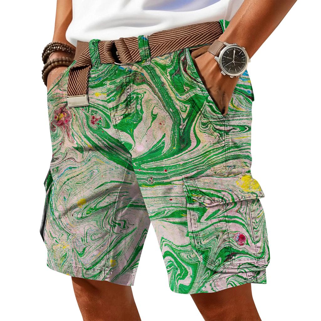 Men's Casual Trendy Colorful Printed Shorts - Men's Multi-pocket Workwear Sports Shorts
