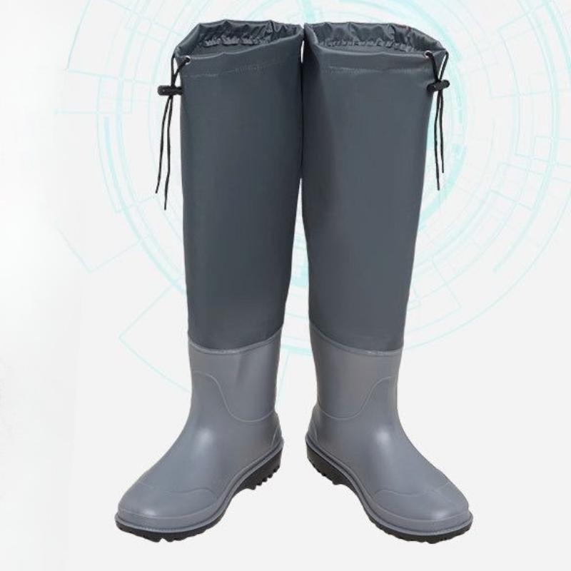 Bottes de Pluie Homme à Petit Talon Haut Printemps Automne Agriculture Jour de Pluie Imperméables et Antidérapantes Bottes Caoutchouc Bout Large Chaussures Homme Neuves Originales