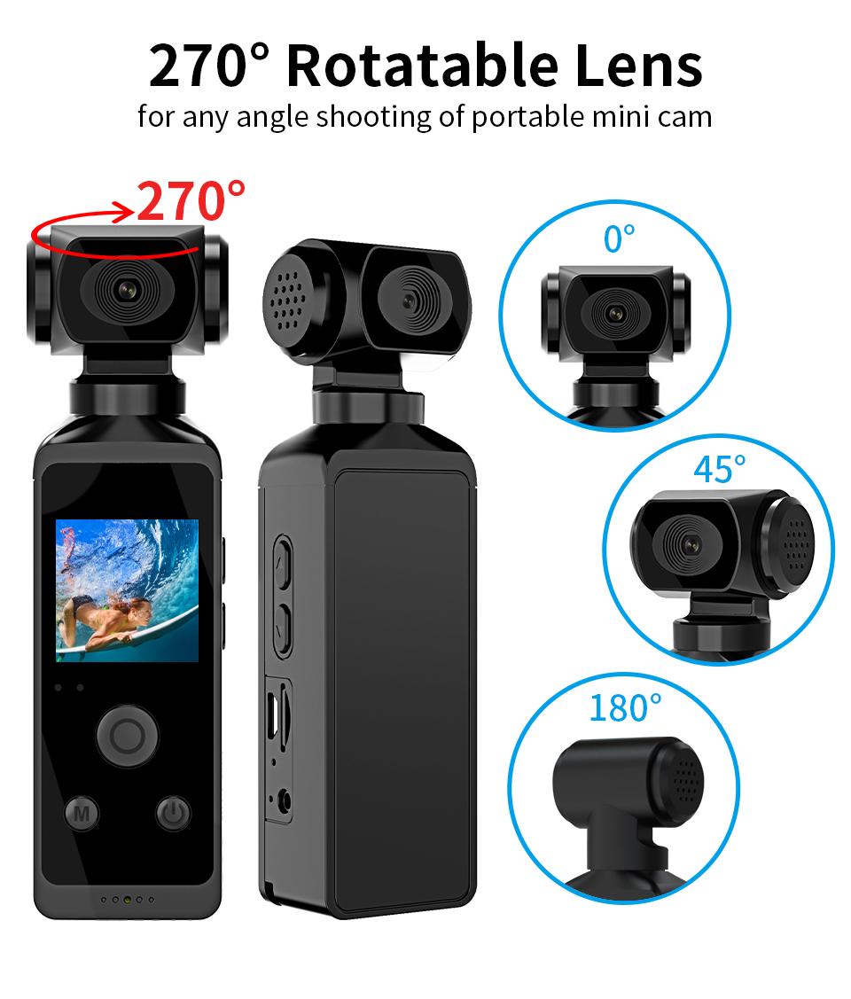 

Кишенькова екшн-камера 4K HD, поворотна на 270° Wi-Fi, міні-спортивна камера з водонепроникним футляром для шолома, велосипедний рекордер Only Camera