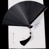 Bamboo Fan for Women, Traditional Style, Classical Black Folding Fan, Compact Hanfu Dance Fan, Portable Silk Cloth Fan