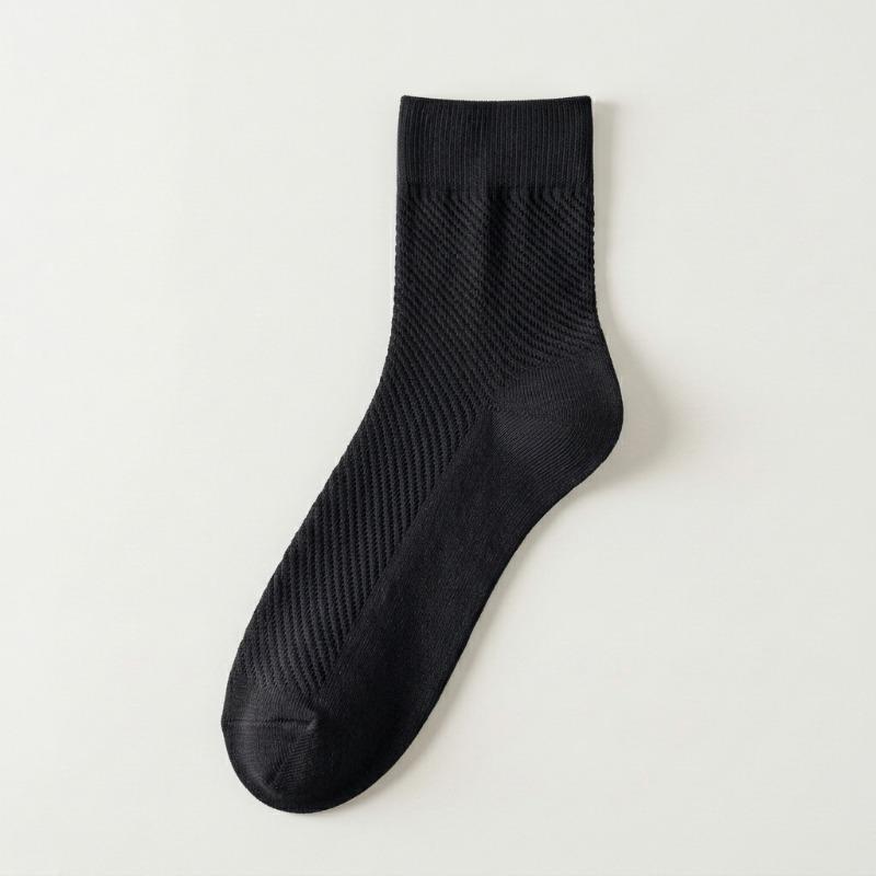 

Spring and Summer Children s Thin Pure Cotton Anti-Odor Mid-Teenage Breathable Mesh All-Cotton Spring and Autumn Short Socks 1 pair чёрный