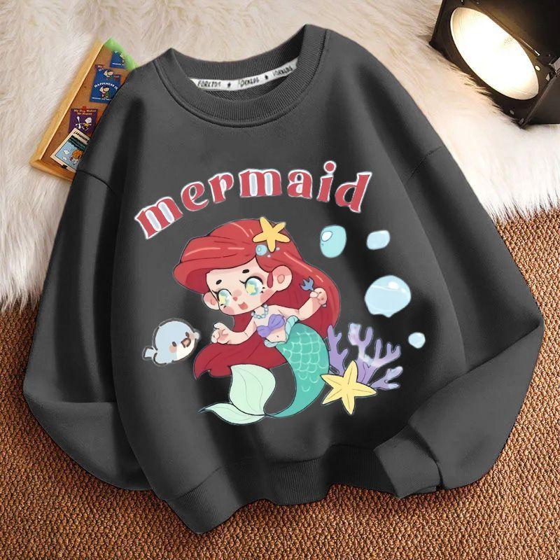 Niedlicher Meerjungfrau Rundhals-Hoodie für Kinder, modisches langärmeliges Freizeit-Oberteil für Jungen und Mädchen für Frühling und Herbst