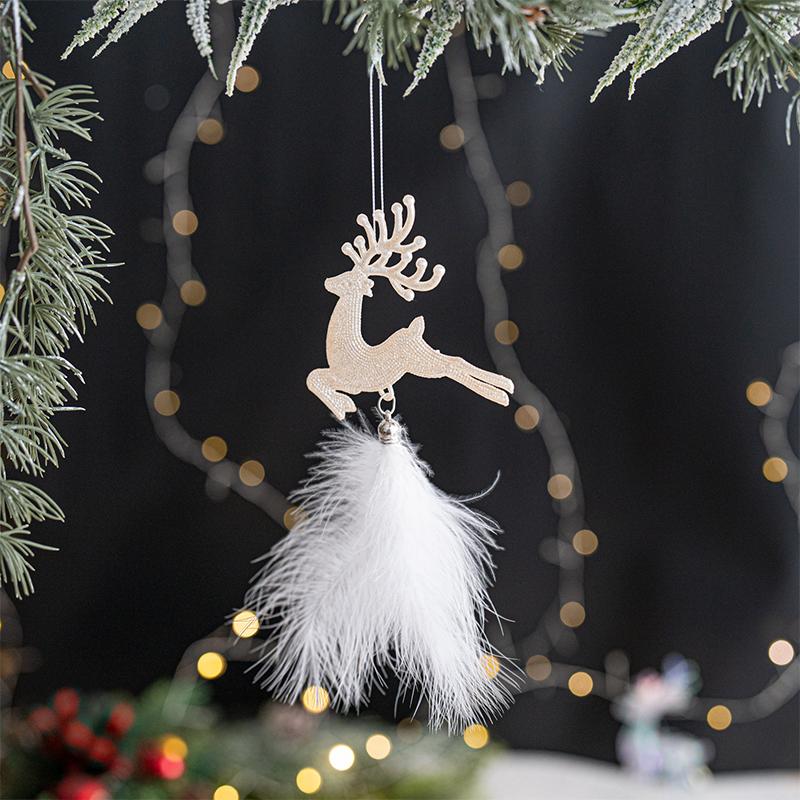 1PC Acrylic Christmas Christmas Elements Christmas Tree Pendant Decoration Atmosphere Gift Feather Decoration Holiday