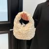 Sweet Feminine Mini Pleated Lace Mesh Handbag With Ruffle Trim - Soft Wristlet Clutch Evening Party Daily Use