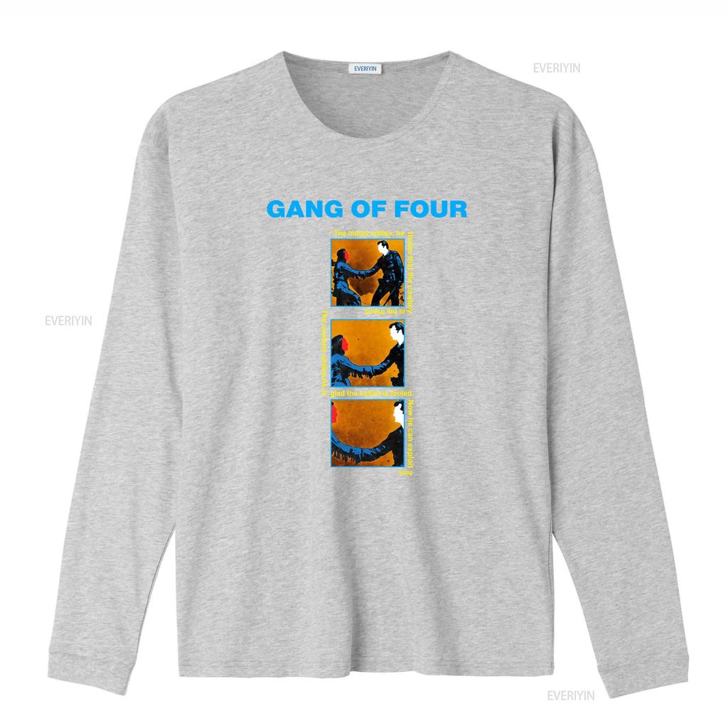 NEW POPULAR Gang of Four Entertainment English Music Logo T Shirt S 4XL with Comic Strip Print Vintage Washed Versatile