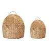 2 Piece Hyacinth Woven Fan Shaped Hanging Planter Basket Set Decorative Wall Storage Baskets for Indoor Outdoor Use