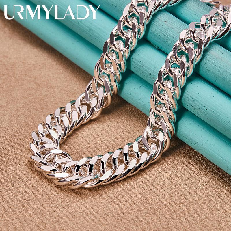 925 Sterling Silver Exquisite 10MM Side Chain Men Necklace Wedding Party Charm For Women Jewelry