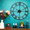 652F DIY Große Wanduhr Aufkleber Metalluhren Römische Ziffern Stille Ticken Nicht Ticken D