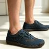 Men's Low-Top Hand-Stitched Leather Casual Shoes for Outdoor Walking in British