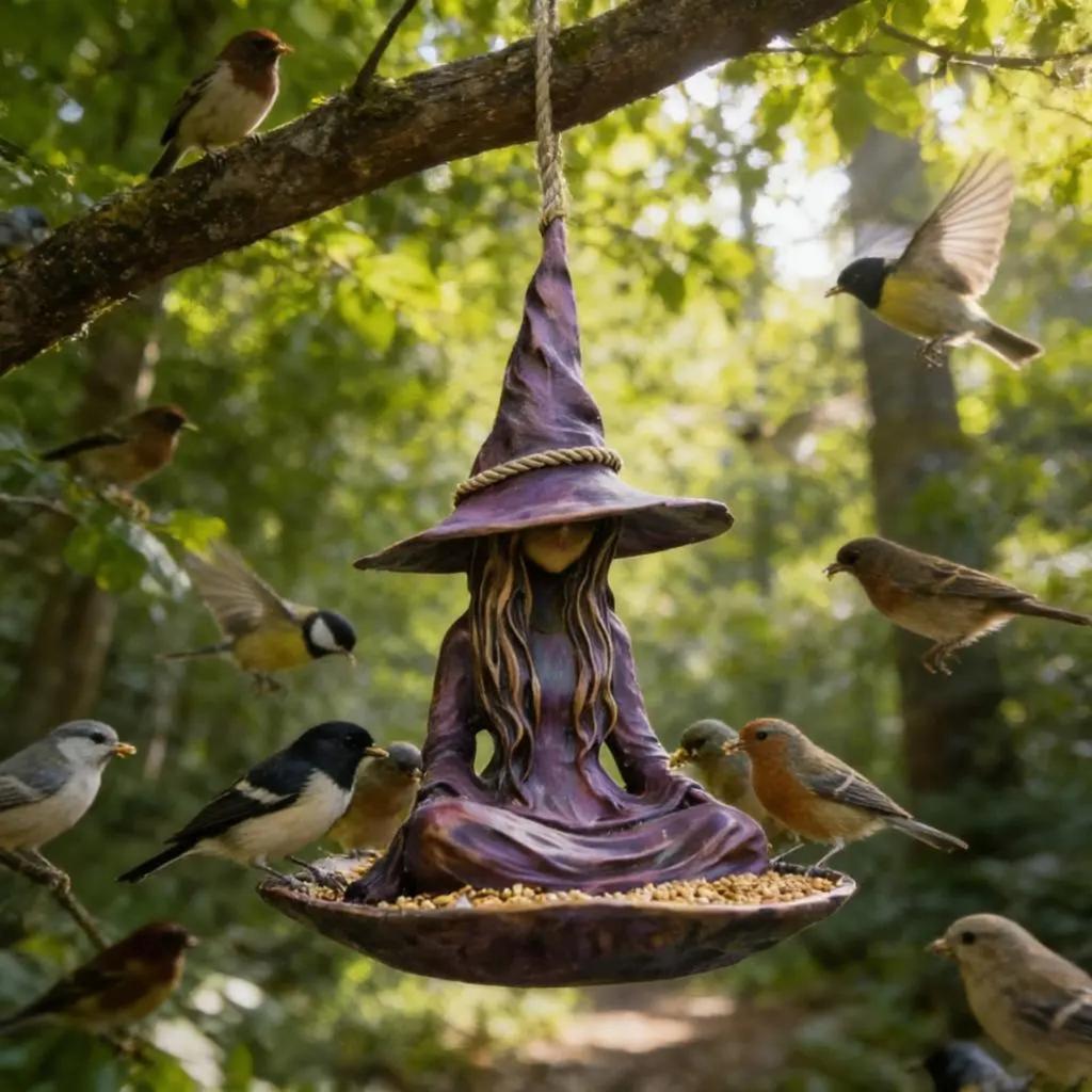 Handcrafted Resins Bird Feeder Easy Installation Garden Decoration For Nature Observation