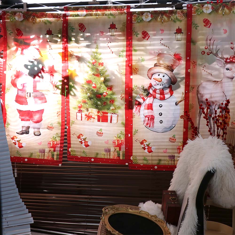 4pcs Elk Christmas Hanging Flag Large Size Xmas Cloth Wall Couplet Merry Christmas Banner Garden