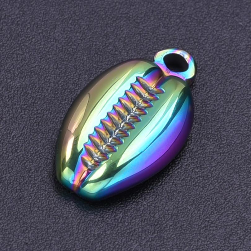 5pcs Color Chameleon Fish Tail Pendant Stainless Steel Charm Diy Jewelry Making Supplies Woman Shell Necklace Charms Accessories
