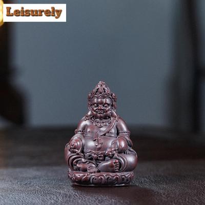 Yixing Purple Clay Yellow God Of Wealth Tea Pet Japanese Lucky Model Tea Figurine Play Toys Tea Statue Ornaments Workmanship