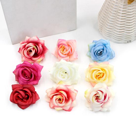 10шт искусственная роза шелковый цветок голова DIY свадебный рождественский венок ремесло — фото 7