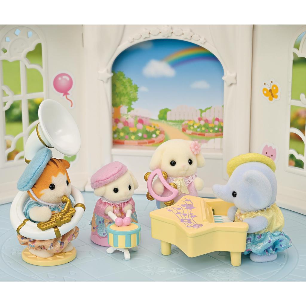 Sylvanian Families Conjunto Recital Escola Infantil Banda Musical ST Mark Idades 3 e Brinquedo Sylvanian Epoch - Do-Re-Mi-Fa - S-78, Certificado, Para Cima, Casa de Bonecas,