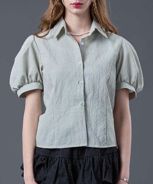 Sitipabjeu [Cp] Sierra Puff Small Check Classic Basic Short Sleeve Shirt [Mint] Summer Ver.