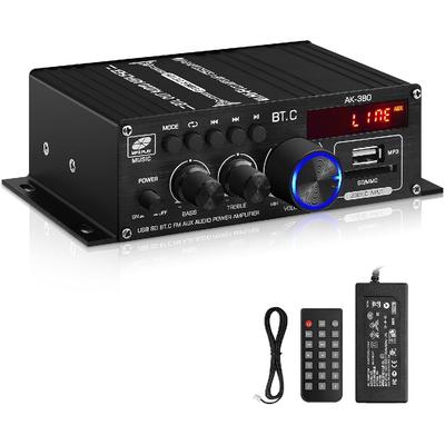 AK-380 USB SD BT.C FM AUX Audio Power Amplifier 400W+400W 2.0 CH HiFi Stereo AMP Speaker Bluetooth 5.0 Amp Receiver,Remote Control,FM Antenna