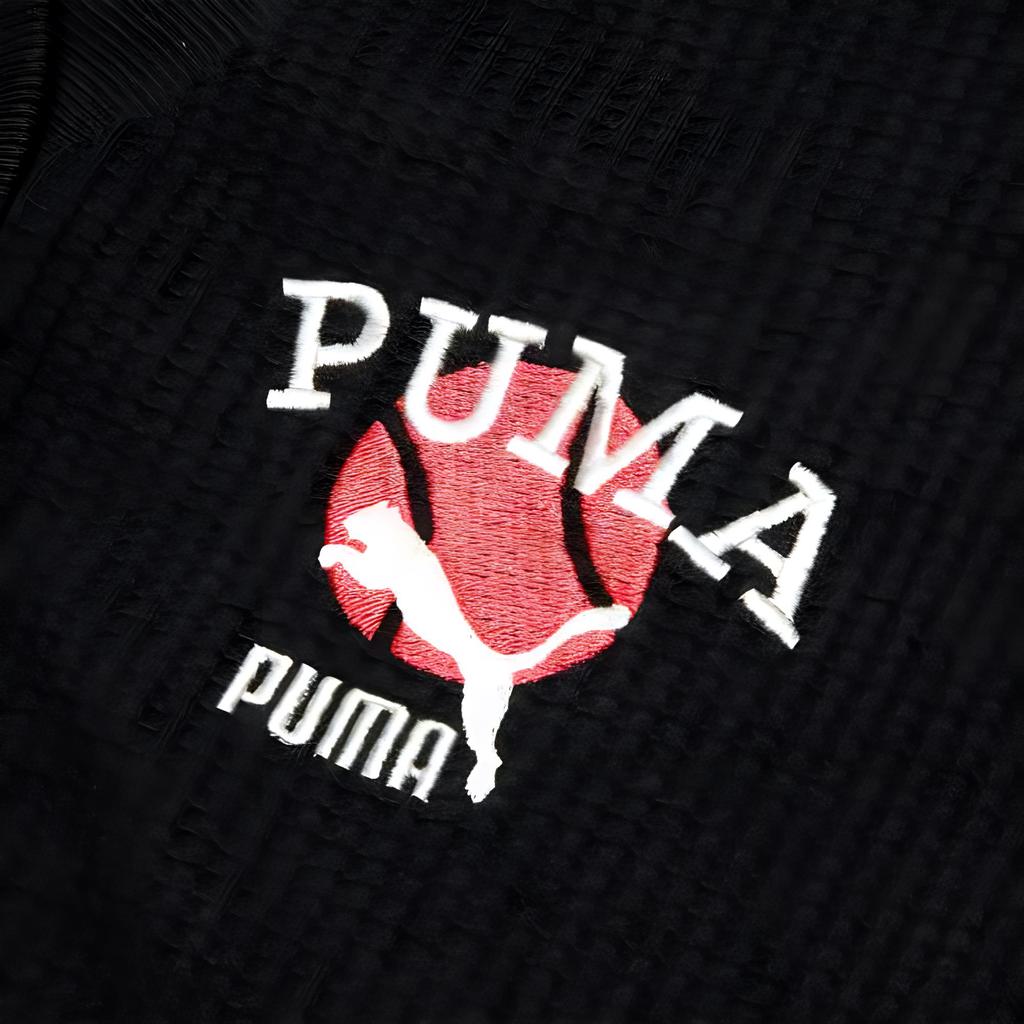 Puma Classics Court Short Sleeve Knit Jacket With Letter Logo Embroidery And Single Row Buttons Women Jackets Black 622973-01