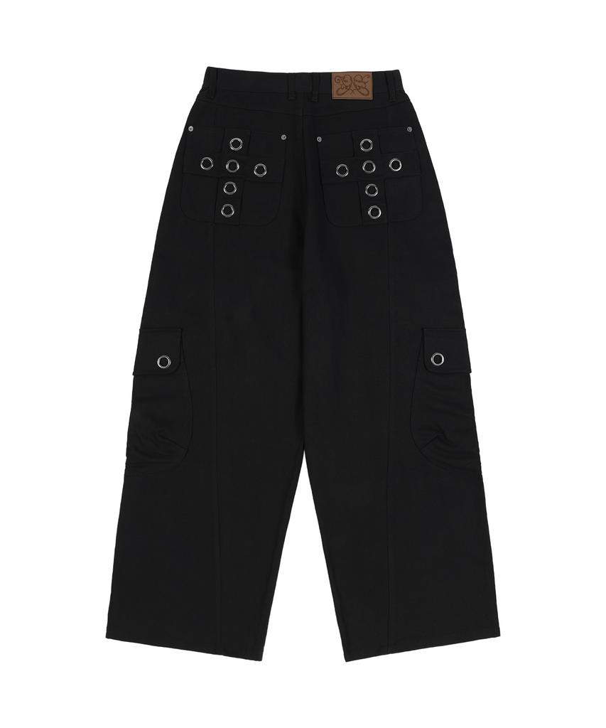 FANCY CLUB Cross Pocket Cargo Pants (Black) F25Zd976