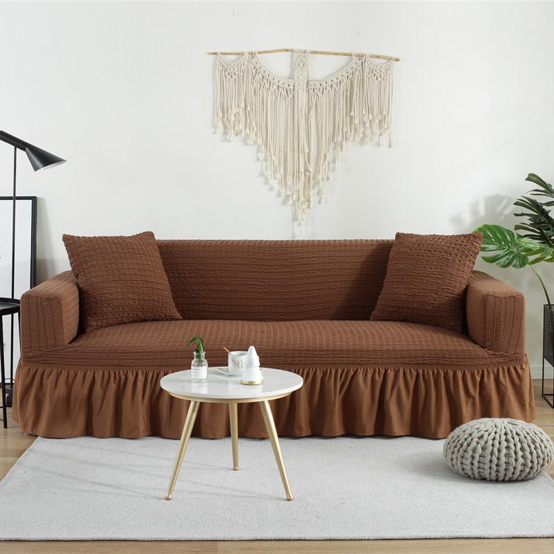 Solid Color Non-Slip Dust-Proof All-Inclusive Sofa Cover Nordic Ruffled Skirt Stretch Sofa Slipcover Full Covered