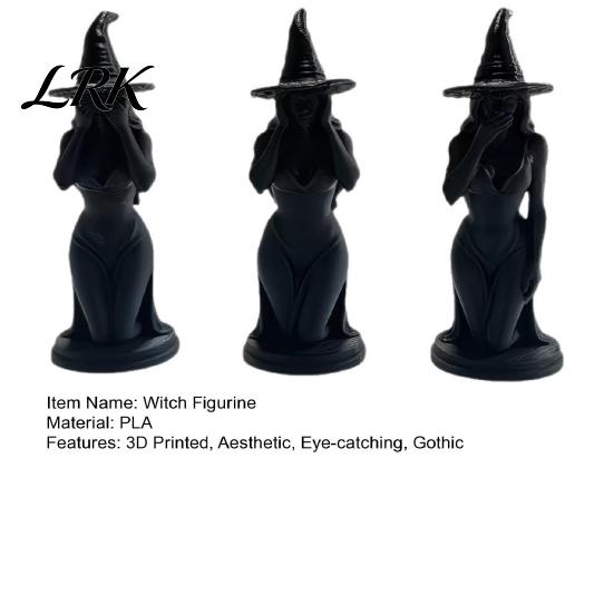 Three Witches Statue 3 Pcs Witch Figurine, 3D Printed Hear See Speak No Evil Desktop Ornament Statue, Gothic Tabletop for Halloween Bookshelf