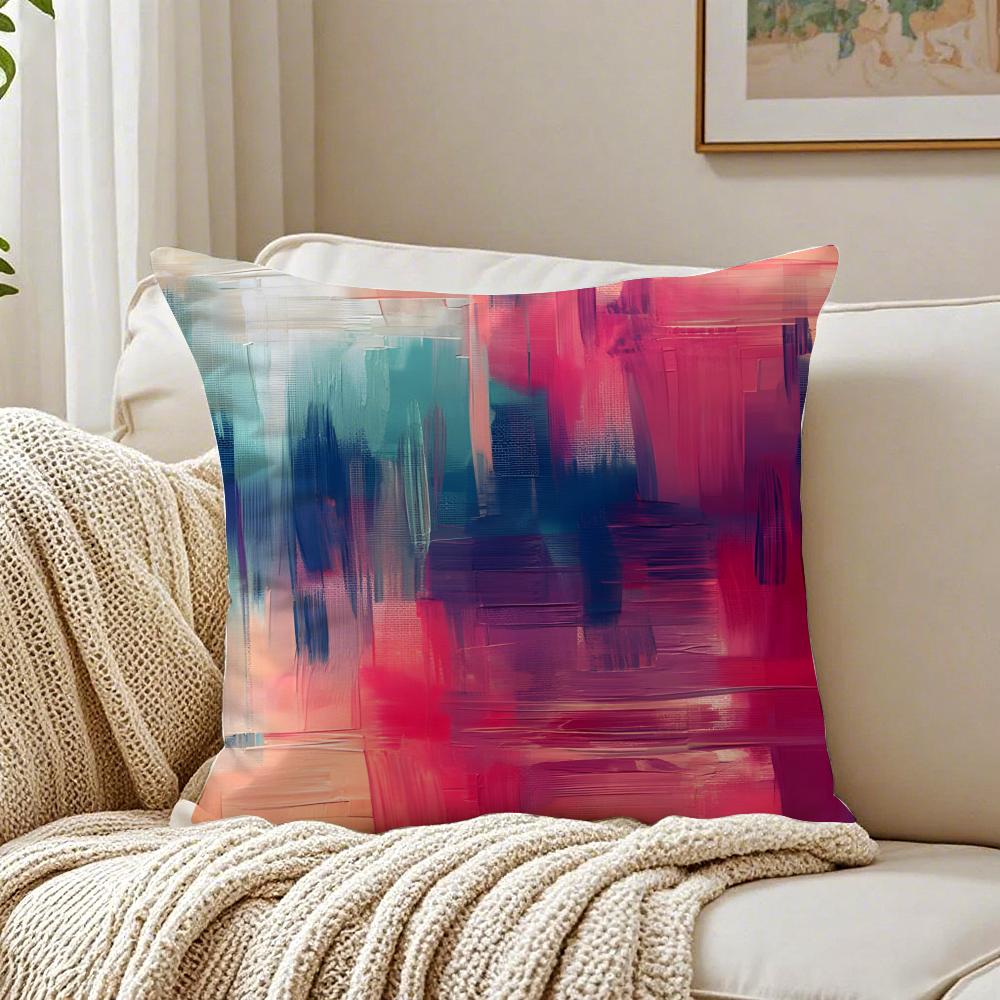 Tie-Dye Colorful Pattern Pillow Case Double-Sided Plush Sofa Cushion Covers Organic Breathable Invisible Zipper