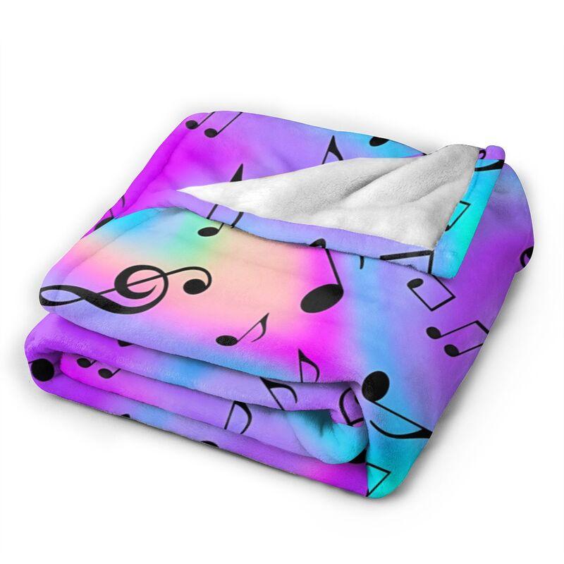 Drunk On Music Notes Flannel Fleece Blanket Travel Office Home Sofa Car Bedspread Lightweight Soft Warm Cozy Fuzzy Throw Blanket