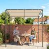 2.2 X 1.5 M BBQ Grill Gazebo Tent, Garden Grill with Metal Frame, Curved Canopy and 10 Hooks, Outdoor Sun Shade, Beige