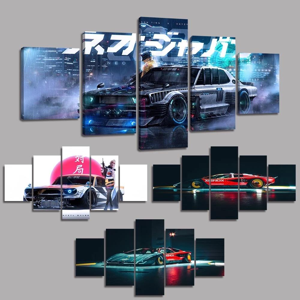 Posters Modular Prints HD 5 Pieces Racing Game Canvas Painting No Framework Picture Modern Living Room Home Decoration Wall Art