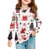 Christmas Day Girls' Long Sleeve Blouse - Round Neck Soft Waist Tunic