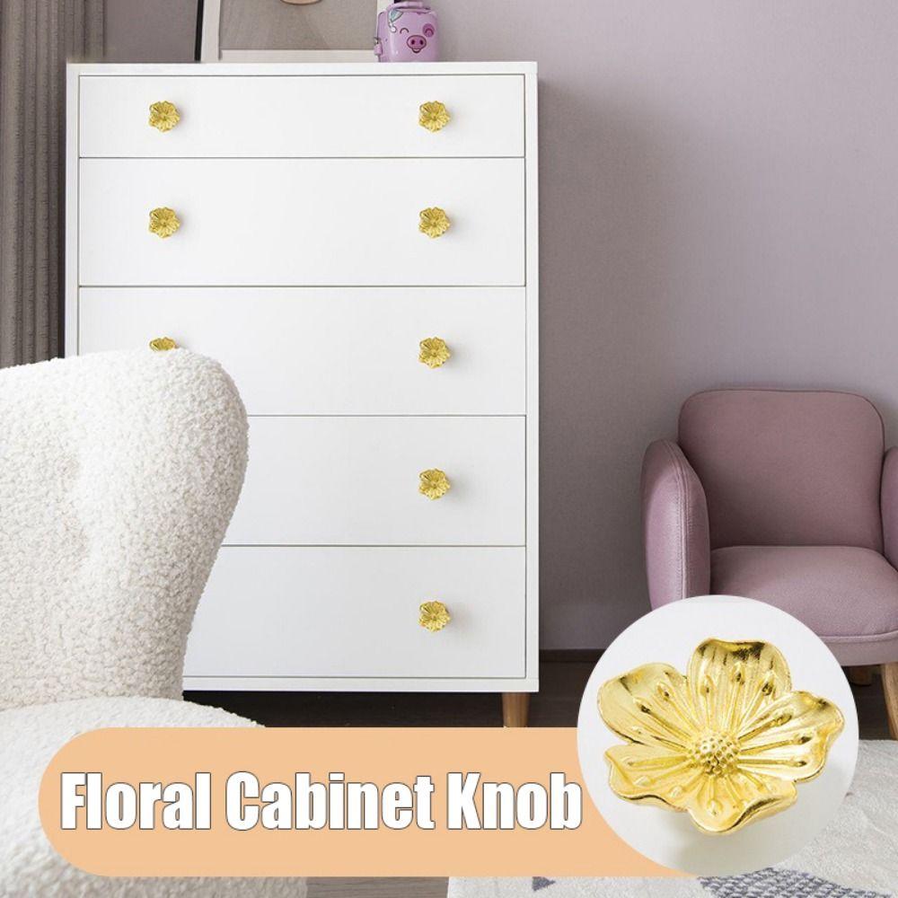 Cherry Blossom Shape Drawer Pull Handle Brass Wardrobe Knob Floral Cabinet Knob Furnitur