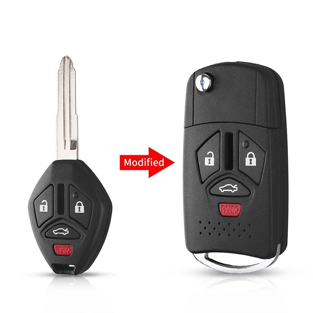 Coque de clé télécommandée modifiée Dandkey à rabat pour Mitsubishi Galant Eclipse Lancer 3/4 Boutons Étui de clé de voiture pliable