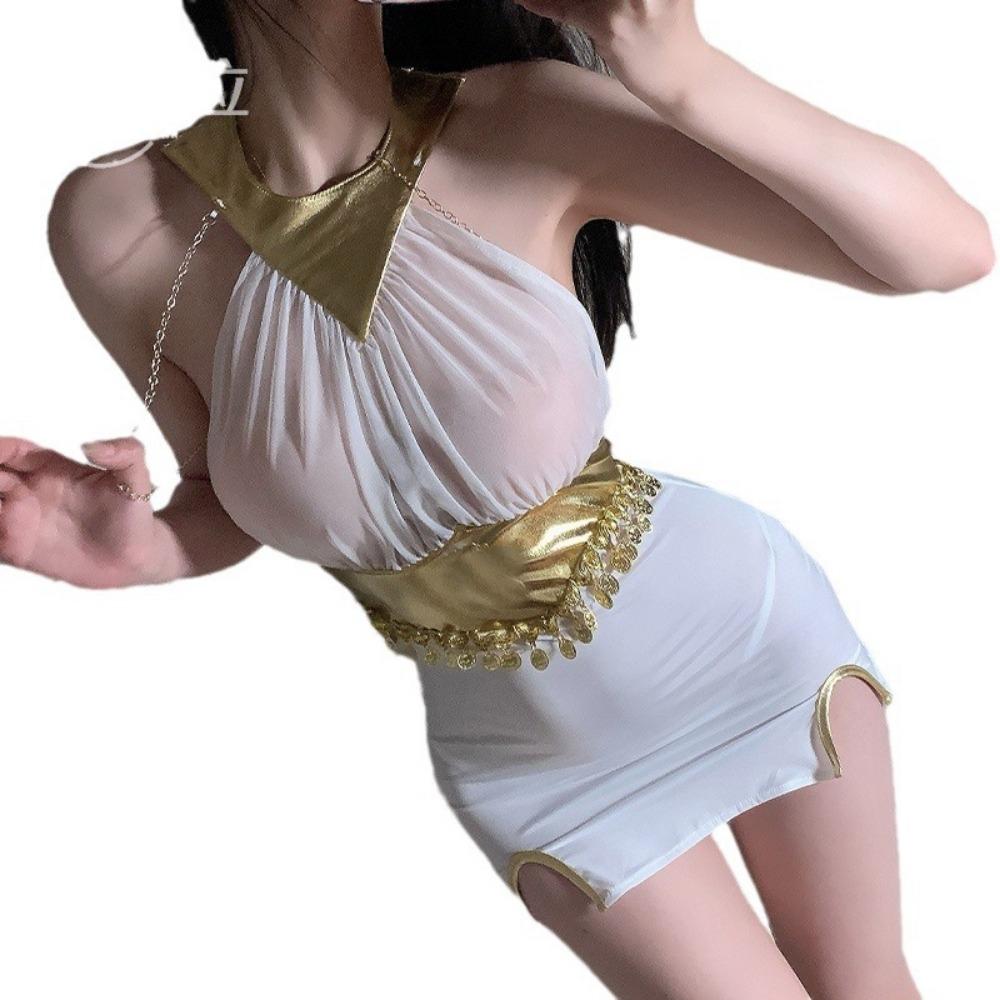 Western Girl War Robe Pure Lust Sexy Female Pajamas Nightclub Maid Uniform Cosplay Neck One-piece Hip-wrapped Skirt