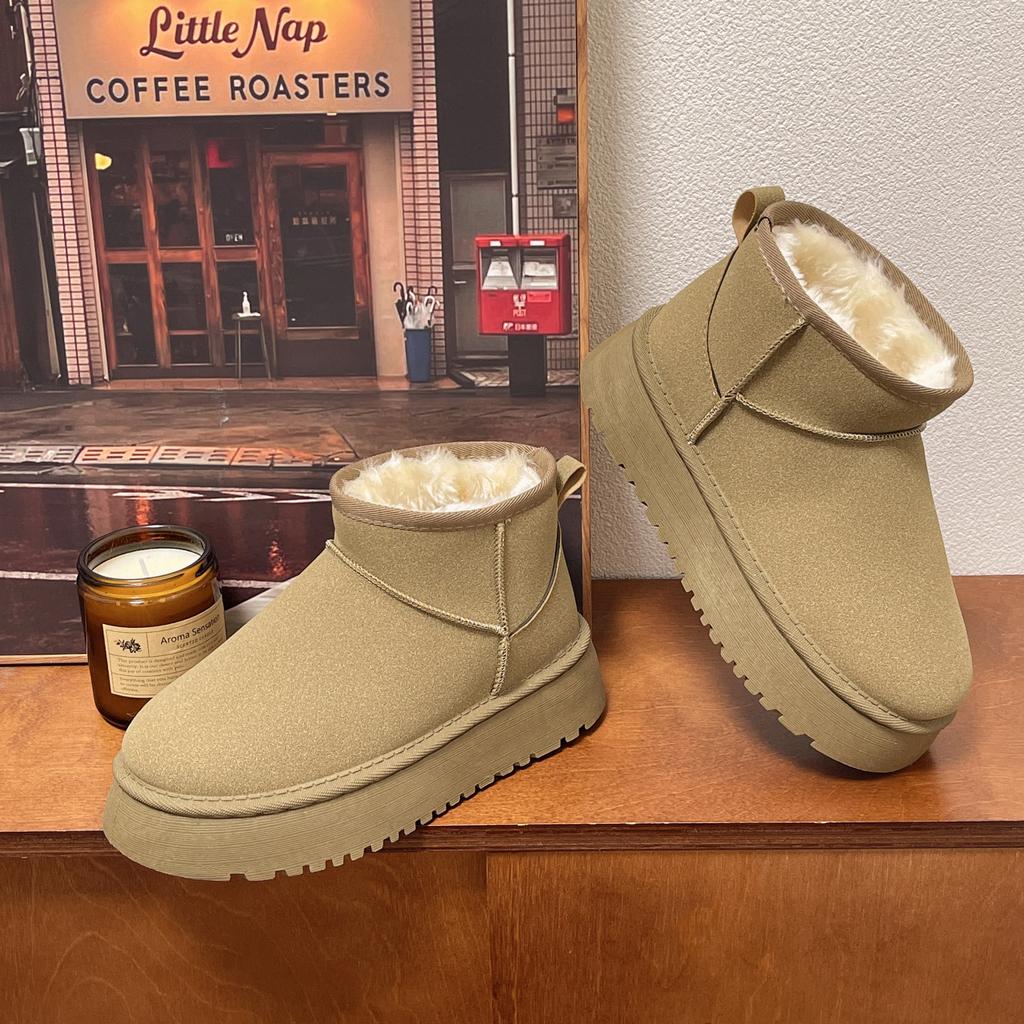 Schneestiefel 2024 Herbst und Winter neue klassische rutschfeste wasserdichte gefütterte verdickte niedrige Baumwollschuhe