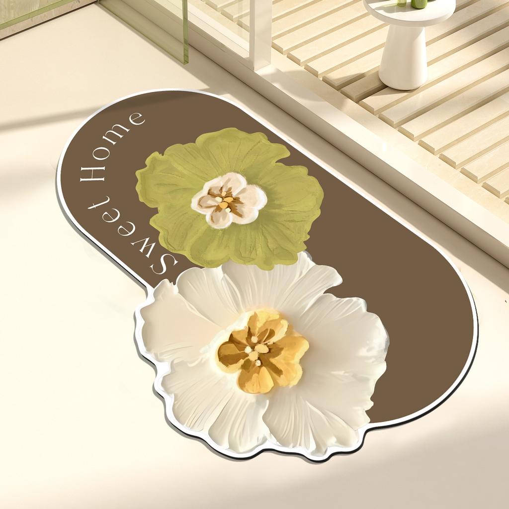 Blumenförmige Bodenmatte, rutschfeste und saugfähige Matte für den Badezimmereingang, Toilette, weiches Kissen, Badezimmer-Fußmatte