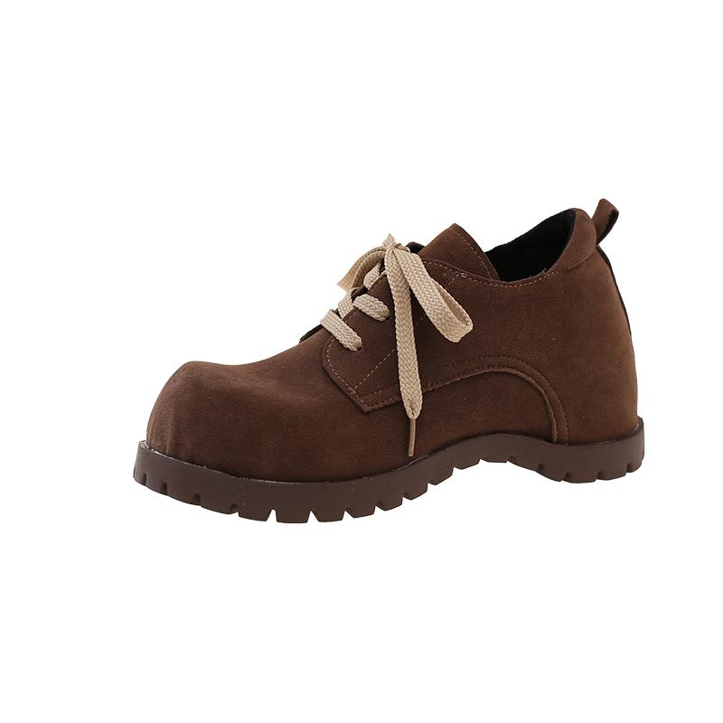 Fashion Suede Lace-Up Pumps Round Toe Flat with Solid Color Fashion Comfortable Sexy Elegant Novelty Women Shoes Newest Leather Shoes