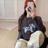 Cute Jacquard Horse Pattern Knit Sweater - Women's Red Christmas Edition