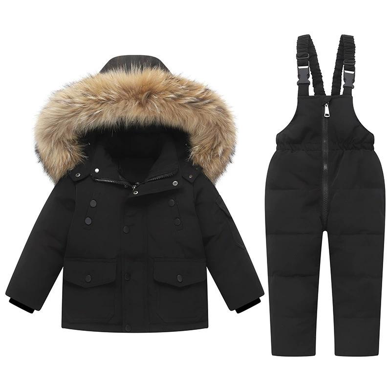 

Children s Down Jacket Suit 1-6 Years Old Thickened Warm Ski Suit Two-piece Suit 120 чорний