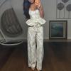 2026 Women's Spring New, Amazon Cross-border Europe and the United States, Fashion Casual Printed Lotus Leaf Sling Set